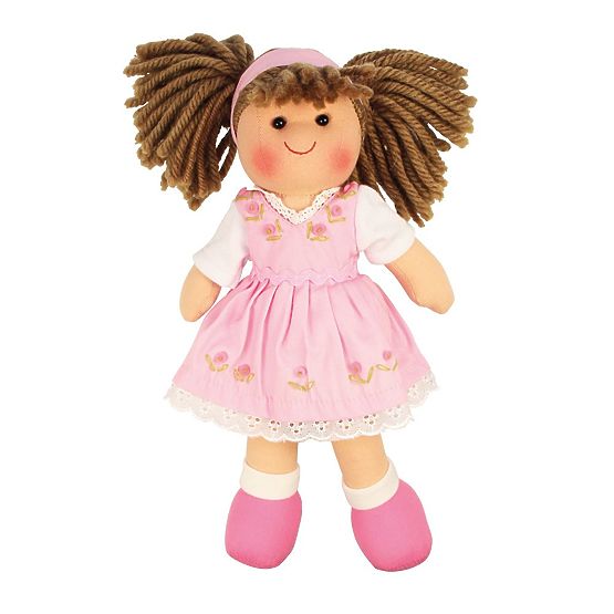 Bigjigs Toys Poupée en Tissu Rose 28 cm