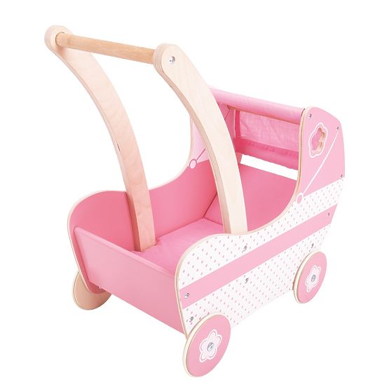 Bigjigs Toys Poussette en bois pour poupées