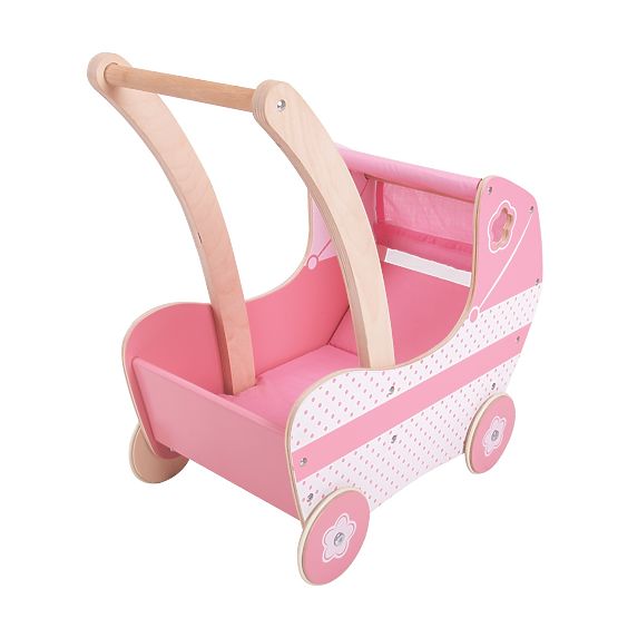 Bigjigs Toys Poussette en bois pour poupées