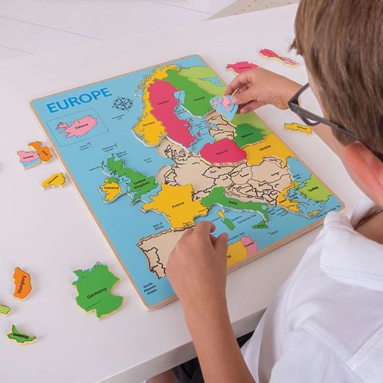 Bigjigs Toys Puzzle en bois carte de l'Europe 25 pièces