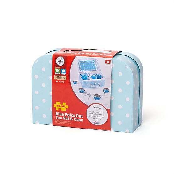 Bigjigs Toys Service à thé bleu à pois