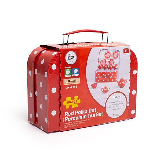 Bigjigs Toys Service à thé à pois rouges