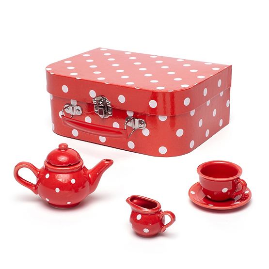 Bigjigs Toys Service à thé à pois rouges