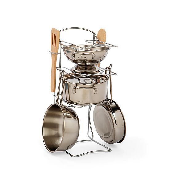 Bigjigs Toys Support avec casseroles 8 pièces