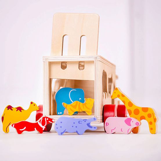 Bigjigs Toys Voiture en bois avec animaux