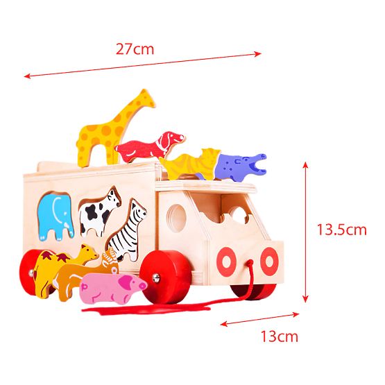 Bigjigs Toys Voiture en bois avec animaux