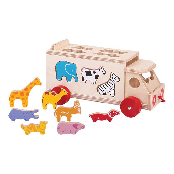 Bigjigs Toys Voiture en bois avec animaux