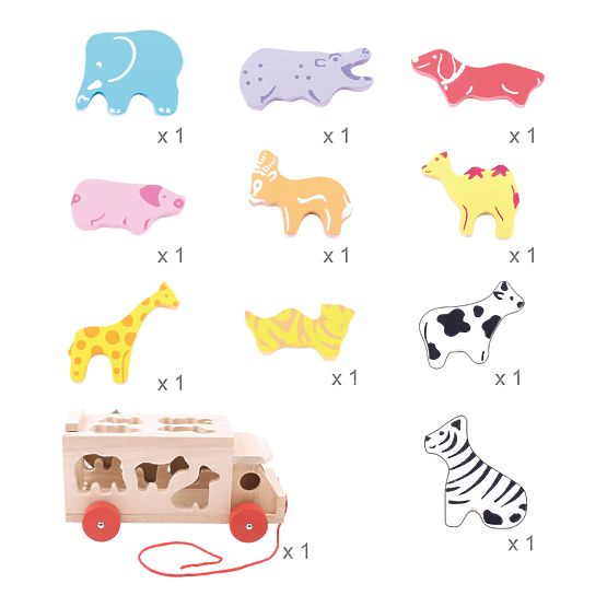 Bigjigs Toys Voiture en bois avec animaux