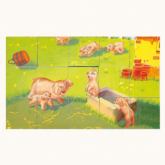 Bino Cubes en bois avec images d'animaux domestiques 15 pièces