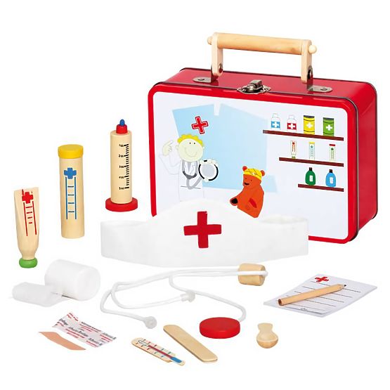 Bino Jouets en bois mallette de vétérinaire