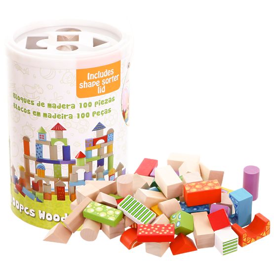 Blocs de bois colorés 100 pcs