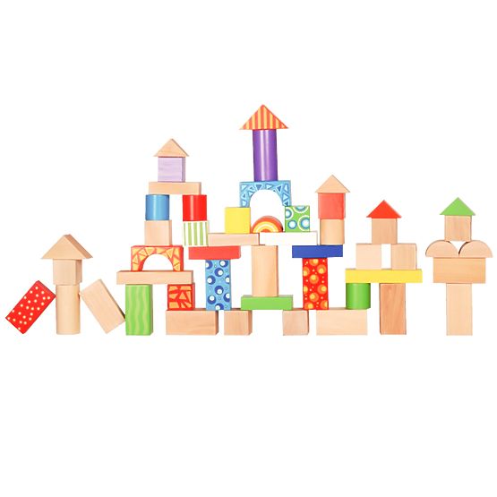 Blocs de bois colorés 100 pcs