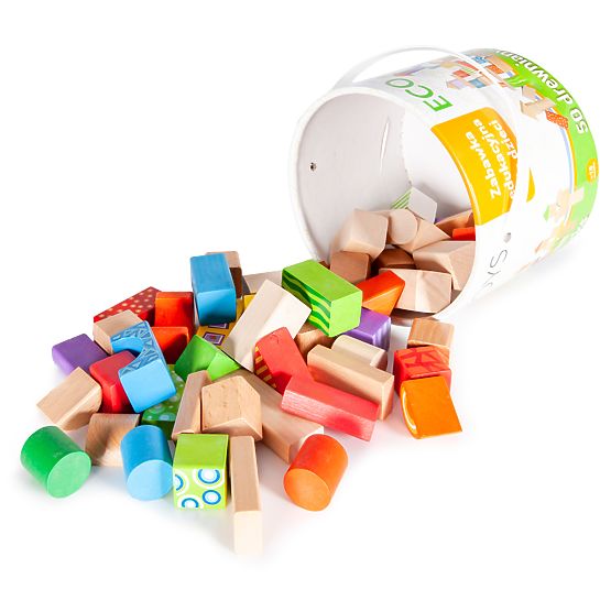 Blocs de bois colorés 50 pcs