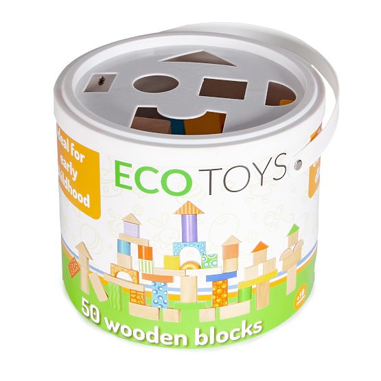 Blocs de bois colorés 50 pcs