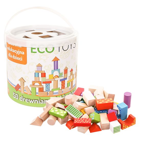 Blocs de bois colorés 50 pcs