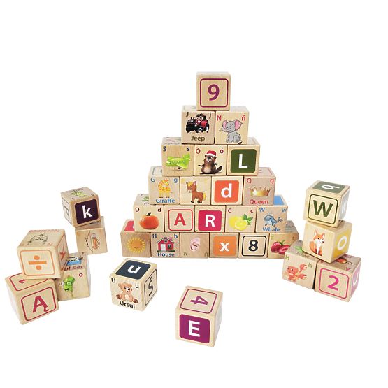 Blocs de bois - lettres, chiffres et images
