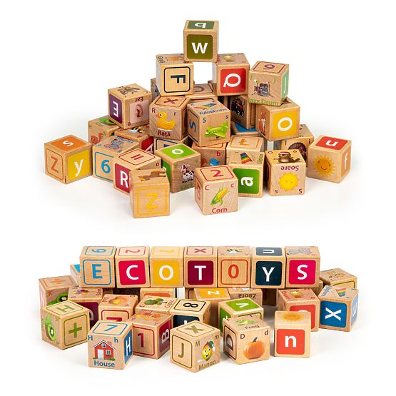 Blocs de bois - lettres, chiffres et images