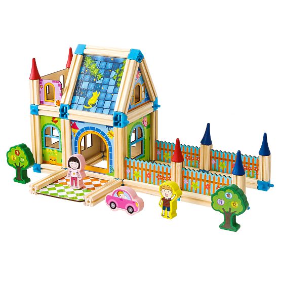 Blocs de construction en bois maison 6 en 1 ECOTOYS