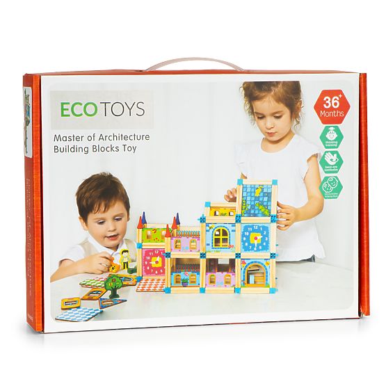 Blocs de construction en bois maison 6 en 1 ECOTOYS