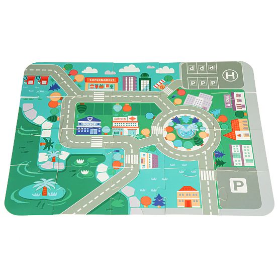Blocs éducatifs en bois ville avec tapis 121 pièces ECOTOYS
