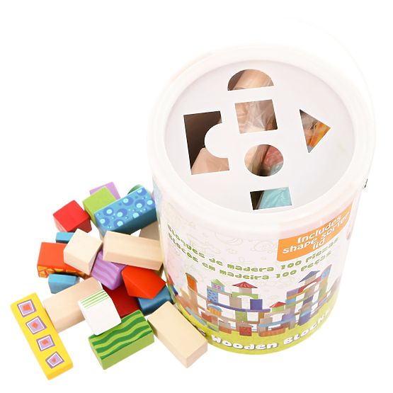 Blocs en bois Ecotoys - 100 pcs