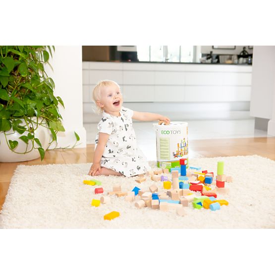 Blocs en bois Ecotoys - 100 pcs