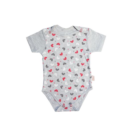 Body avec court manche coeurs rouge
