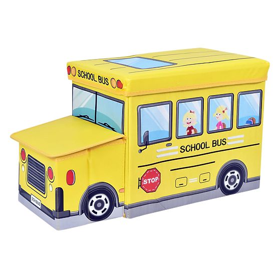 Boîte de rangement pour jouets Bus jaune
