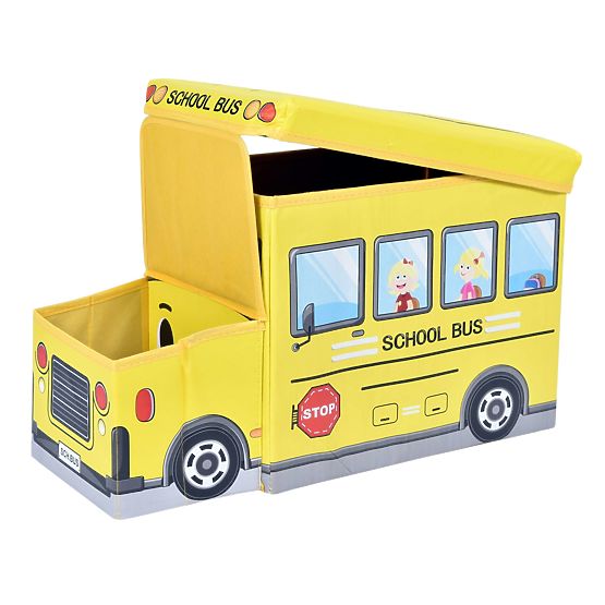 Boîte de rangement pour jouets Bus jaune