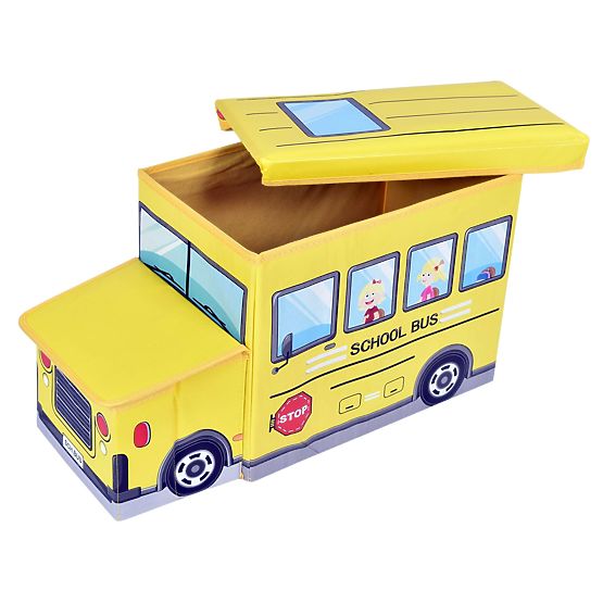 Boîte de rangement pour jouets Bus jaune
