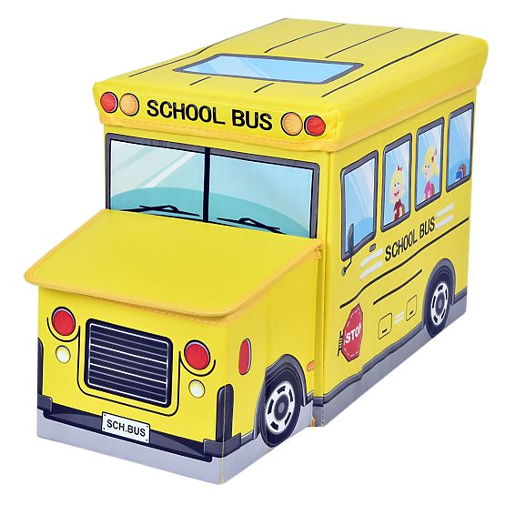Boîte de rangement pour jouets Bus jaune
