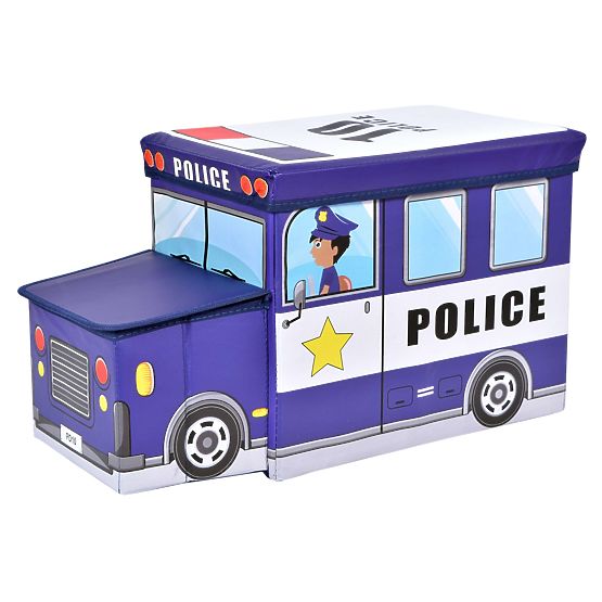 Boîte à jouets Voiture de police bleue