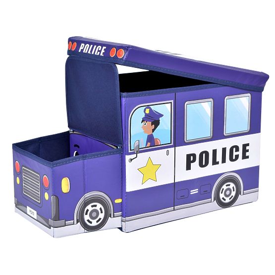 Boîte à jouets Voiture de police bleue