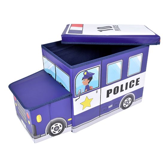 Boîte à jouets Voiture de police bleue