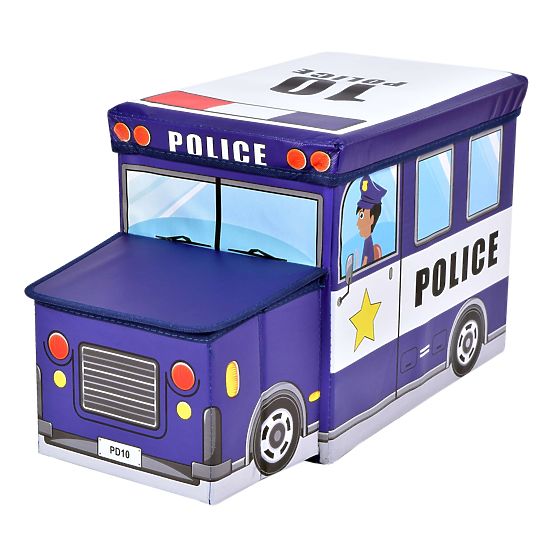 Boîte à jouets Voiture de police bleue