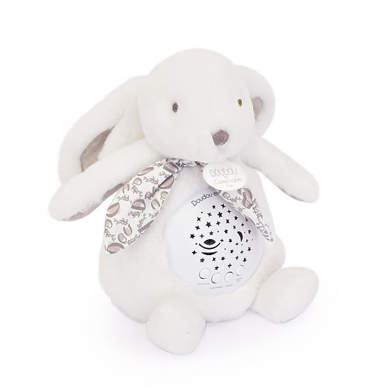 Boîte à musique avec projection Lapin blanc