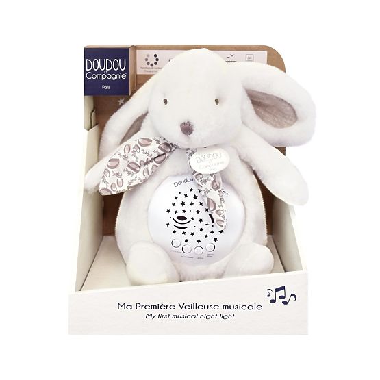 Boîte à musique avec projection Lapin blanc