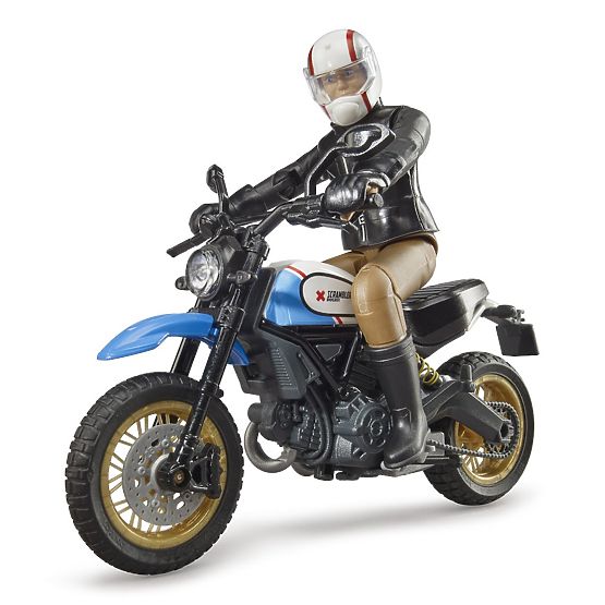 Bruder 63051 BWORLD Moto Scrambler Ducati Cafe Racer avec pilote