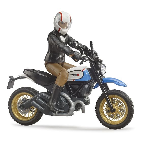 Bruder 63051 BWORLD Moto Scrambler Ducati Cafe Racer avec pilote