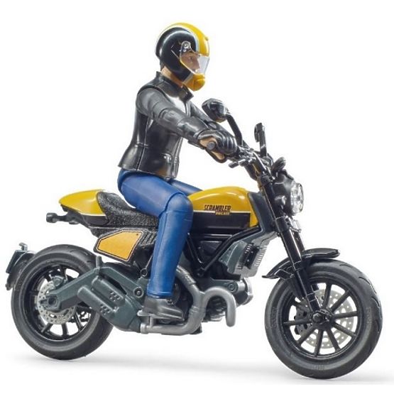 Bruder 63053 BWORLD Moto Scrambler Ducati Cafe Racer avec pilote
