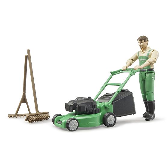 Bruder BWORLD Jardinier avec tondeuse et accessoires