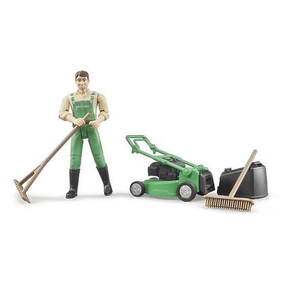Bruder BWORLD Jardinier avec tondeuse et accessoires