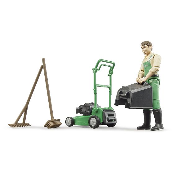 Bruder BWORLD Jardinier avec tondeuse et accessoires