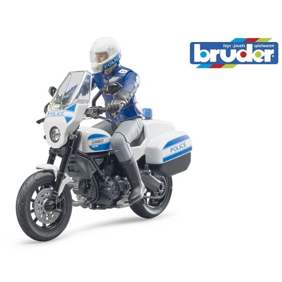 Bruder BWORLD moto de police Ducati Scrambler avec pilote