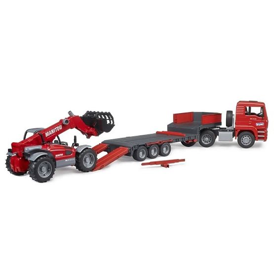 Bruder Camion avec remorque MAN TGA et chargeur télescopique Manitou