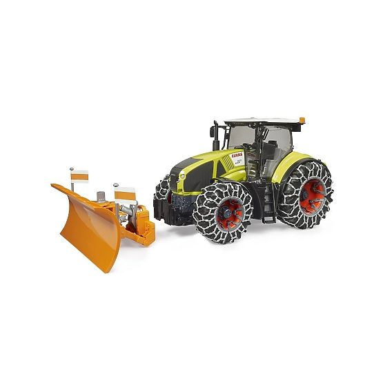 Bruder Claas Axion 950 avec chaînes à neige et lame