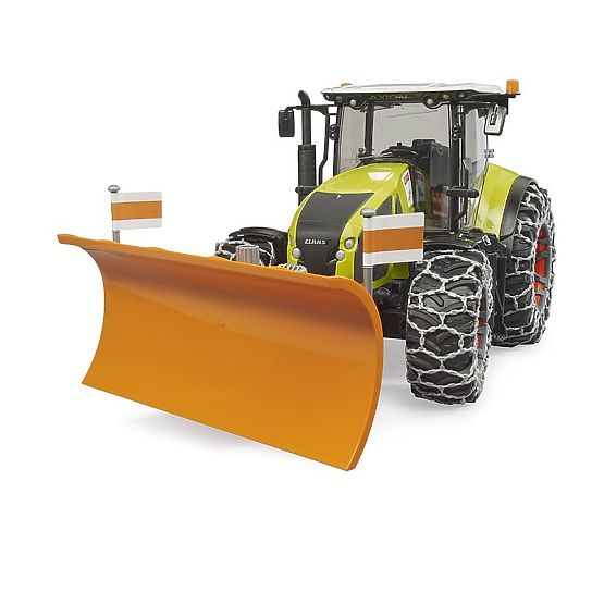 Bruder Claas Axion 950 avec chaînes à neige et lame