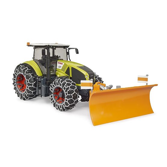 Bruder Claas Axion 950 avec chaînes à neige et lame