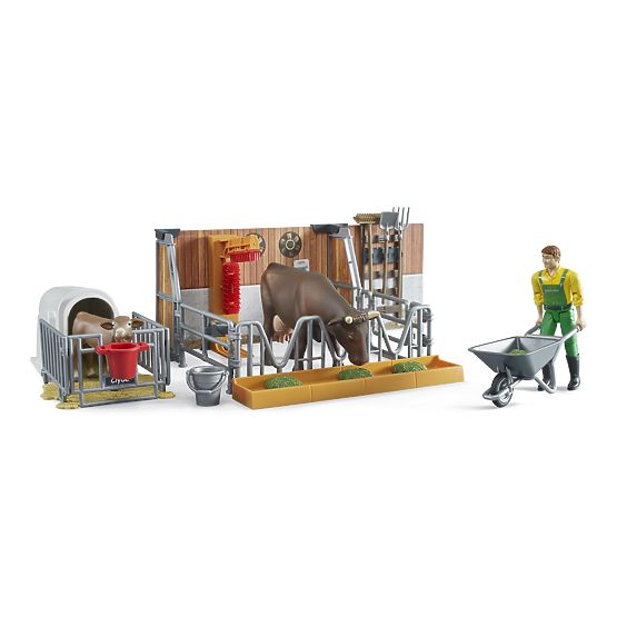 Bruder Étable pour bétail avec figurines et accessoires