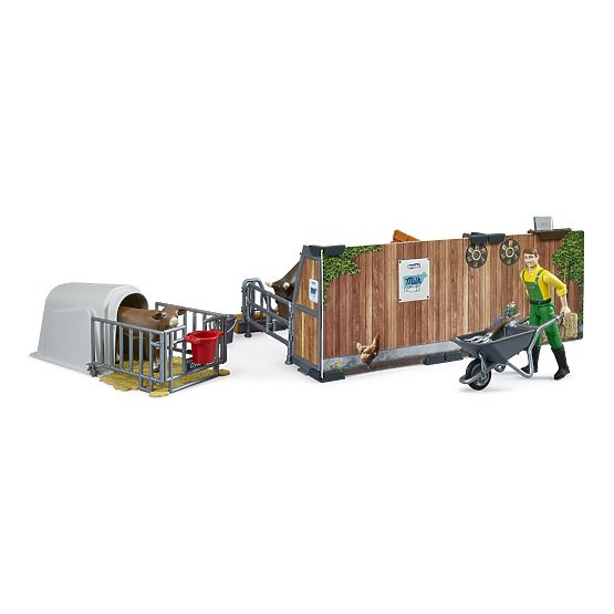 Bruder Étable pour bétail avec figurines et accessoires